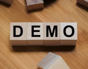 Demo text on wooden blocks representing test account usage.