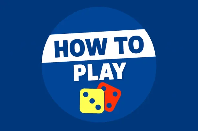 How to play icon with dice in a blue circle.